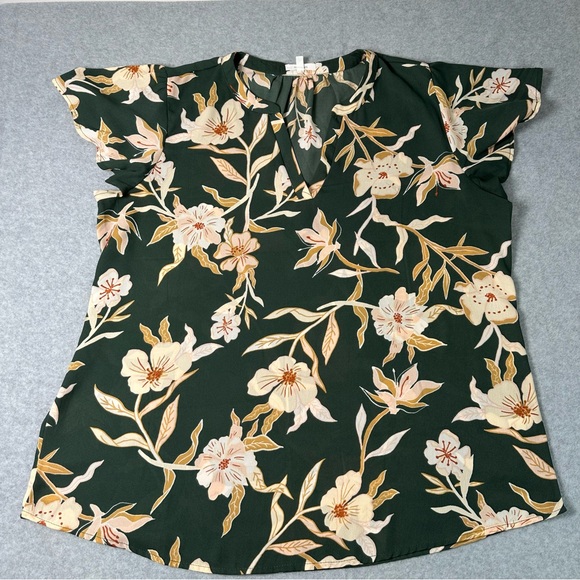 Maurices Tops - Maurices Dark Green Floral Blouse